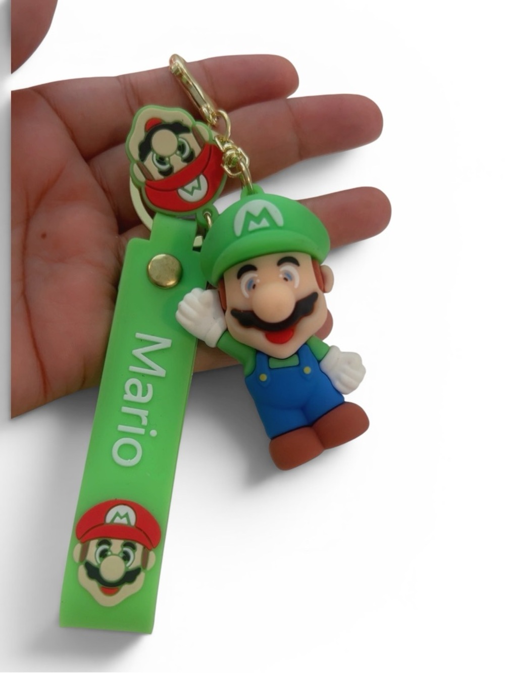 Luigi Silicone Keychain Wristlet Super Mario Character Key Ring Gamer Gift